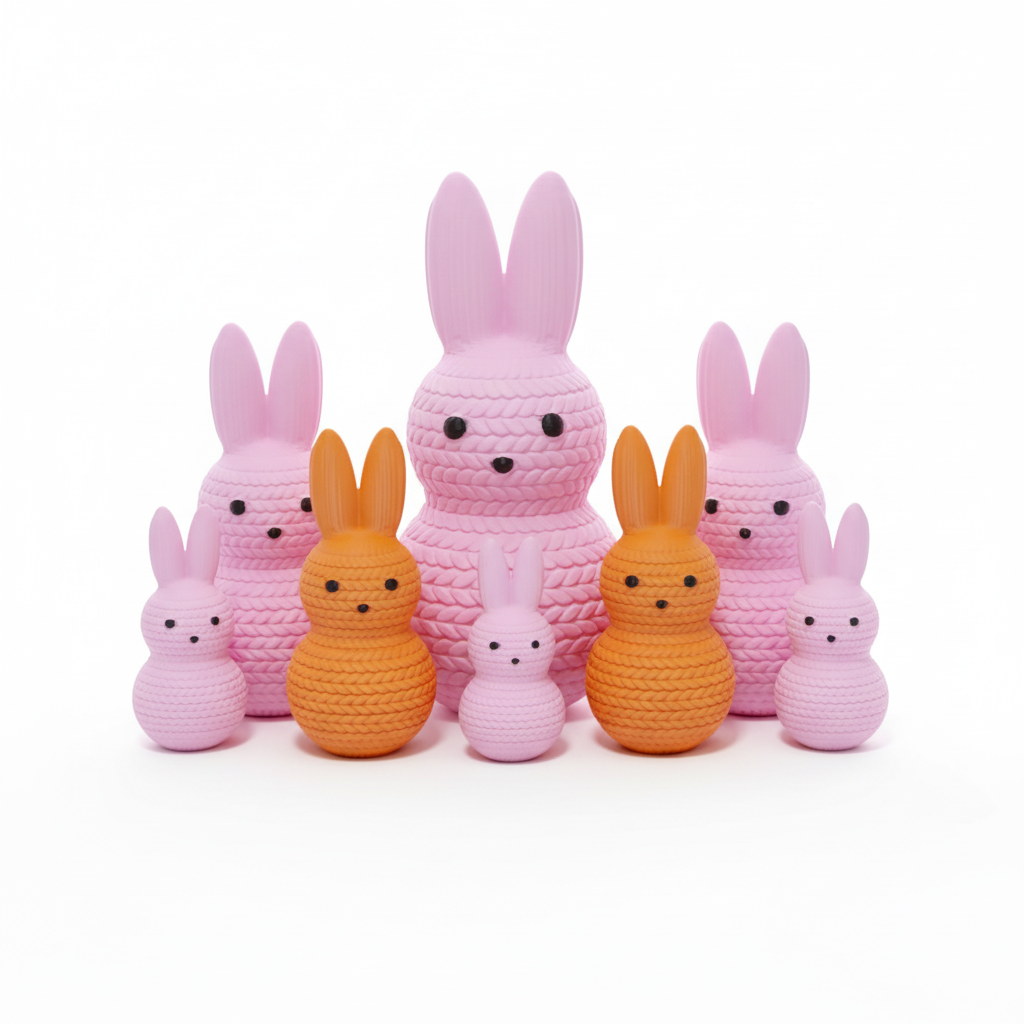 Collection of 3D printed bunnies