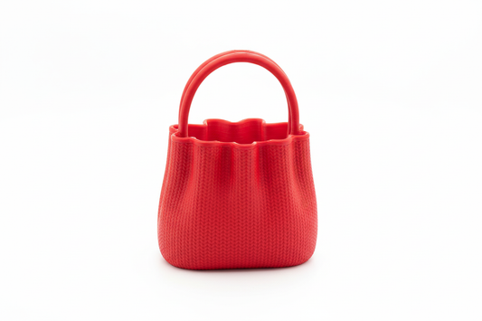 Red bag angled view with white background