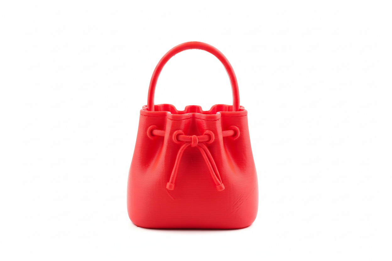 Red bag front view with white background